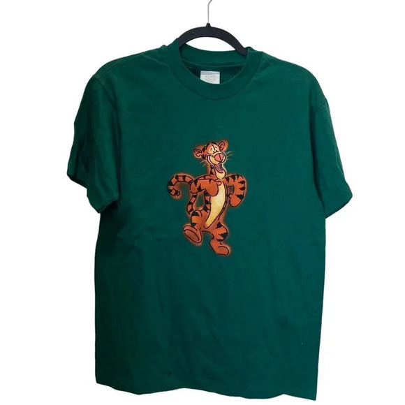 Vintage 90s Green Winnie the Pooh Tigger T Shirt Single Stitch Size Medium - Picture 1 of 8